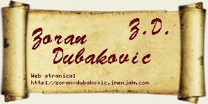 Zoran Dubaković vizit kartica